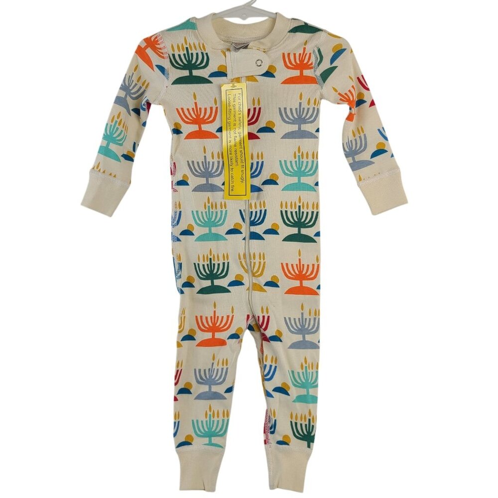 Hanna Andersson Baby Hanukkah Menorah Organic Cotton Pajamas 12-18 Months Cream